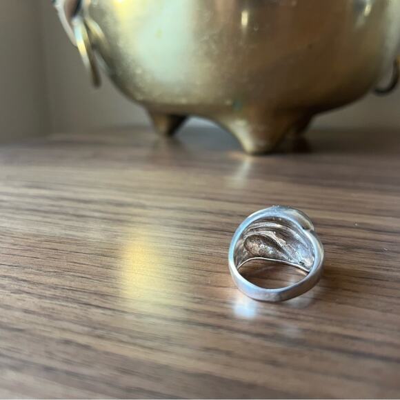 Vintage 80s Large Statement Chunky Wave Ring 925 Sterling Silver - Picture 9 of 11